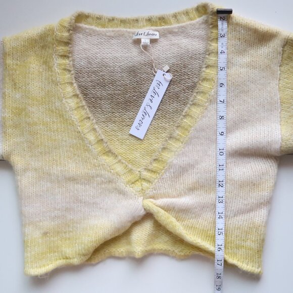 For Love & Lemons Yellow Ombre Gradient Knit Cropped Sweater Long Sleeve Top L - Picture 13 of 16